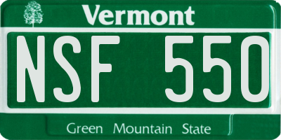 VT license plate NSF550