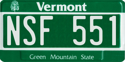 VT license plate NSF551