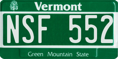 VT license plate NSF552