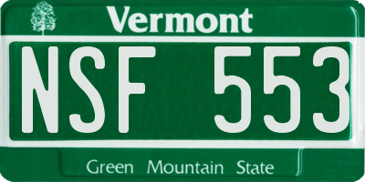 VT license plate NSF553
