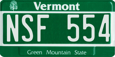 VT license plate NSF554
