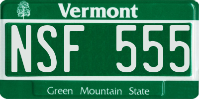 VT license plate NSF555