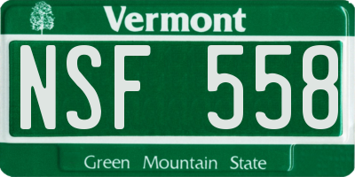 VT license plate NSF558