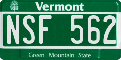 VT license plate NSF562