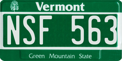 VT license plate NSF563