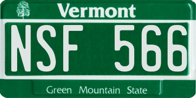 VT license plate NSF566