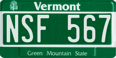 VT license plate NSF567