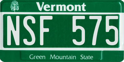 VT license plate NSF575