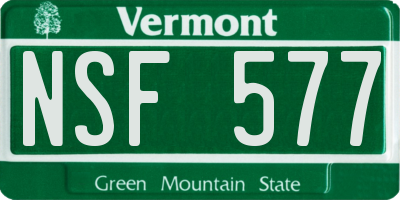 VT license plate NSF577