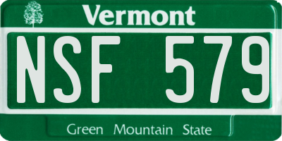 VT license plate NSF579