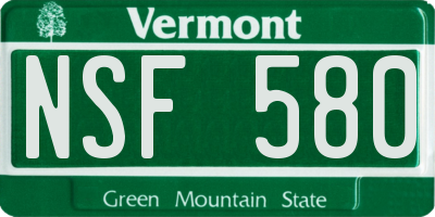 VT license plate NSF580
