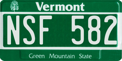 VT license plate NSF582