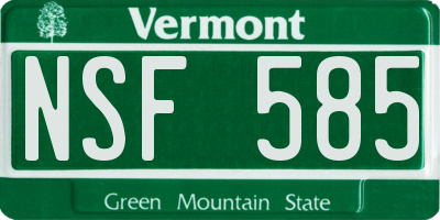 VT license plate NSF585