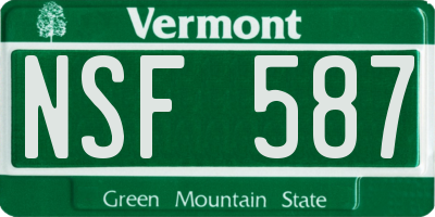 VT license plate NSF587