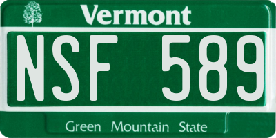 VT license plate NSF589