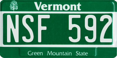 VT license plate NSF592