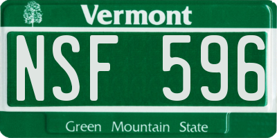 VT license plate NSF596