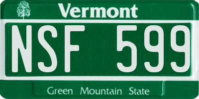 VT license plate NSF599