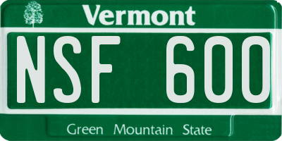 VT license plate NSF600