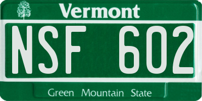 VT license plate NSF602
