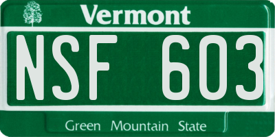 VT license plate NSF603