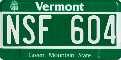 VT license plate NSF604