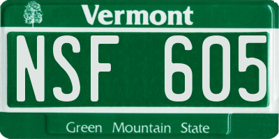 VT license plate NSF605