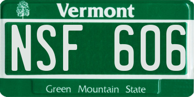 VT license plate NSF606