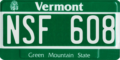 VT license plate NSF608