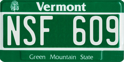 VT license plate NSF609