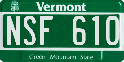 VT license plate NSF610