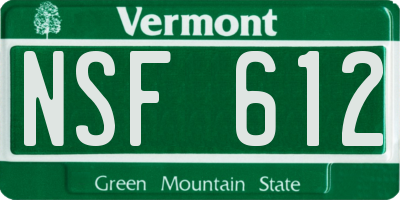 VT license plate NSF612