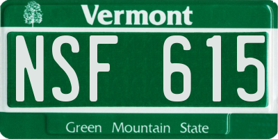 VT license plate NSF615