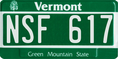 VT license plate NSF617