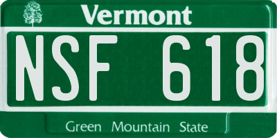VT license plate NSF618