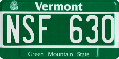 VT license plate NSF630