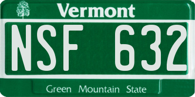VT license plate NSF632