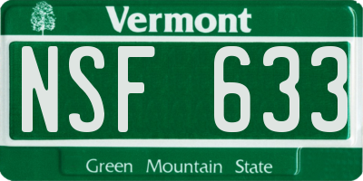VT license plate NSF633