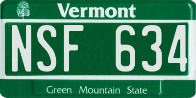 VT license plate NSF634