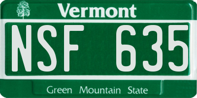 VT license plate NSF635