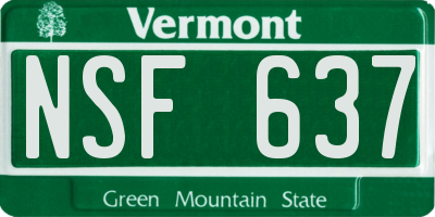 VT license plate NSF637