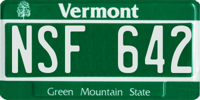 VT license plate NSF642