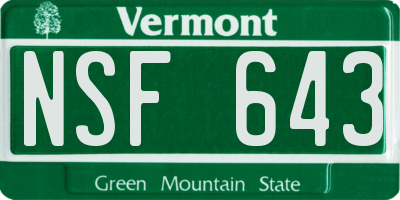 VT license plate NSF643