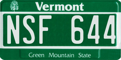 VT license plate NSF644