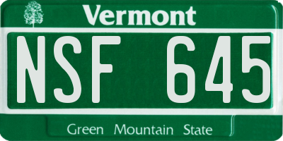 VT license plate NSF645