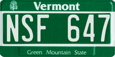 VT license plate NSF647