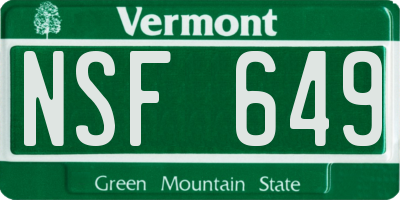 VT license plate NSF649