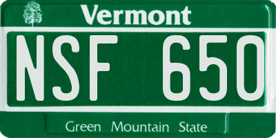 VT license plate NSF650