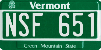VT license plate NSF651
