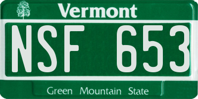 VT license plate NSF653